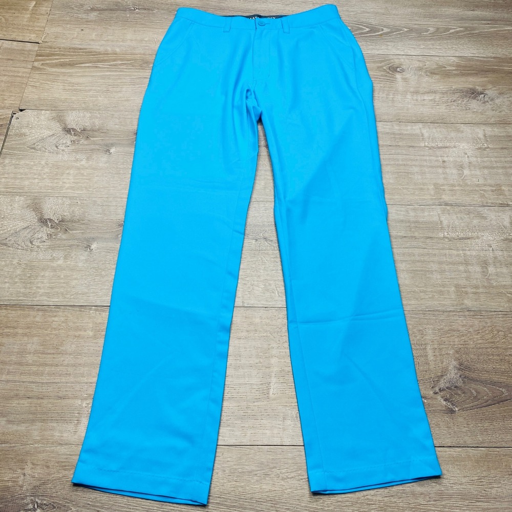 Matte‎ Grey Mens Golf Pants 32 Electric Blue Performance Polyester Trouser